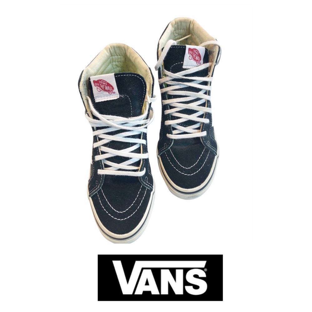 Vans Size 6 Black and White Used Old Skool Lace Up High Top Skate Shoes Weekend